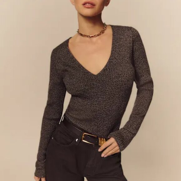 REFORMATION VALENCIA MERINO WOOL MOLE COCO SWEATER MEDIUM EUC - Picture 1 of 5
